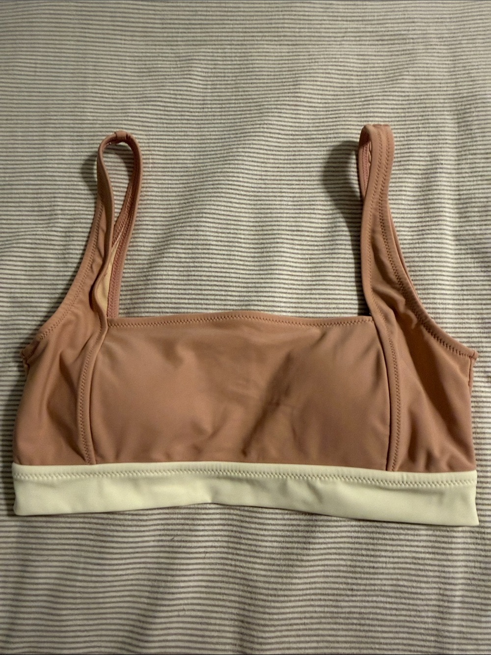 Beach Joy Bralette Bikini Top - Blush and Cream - Size S